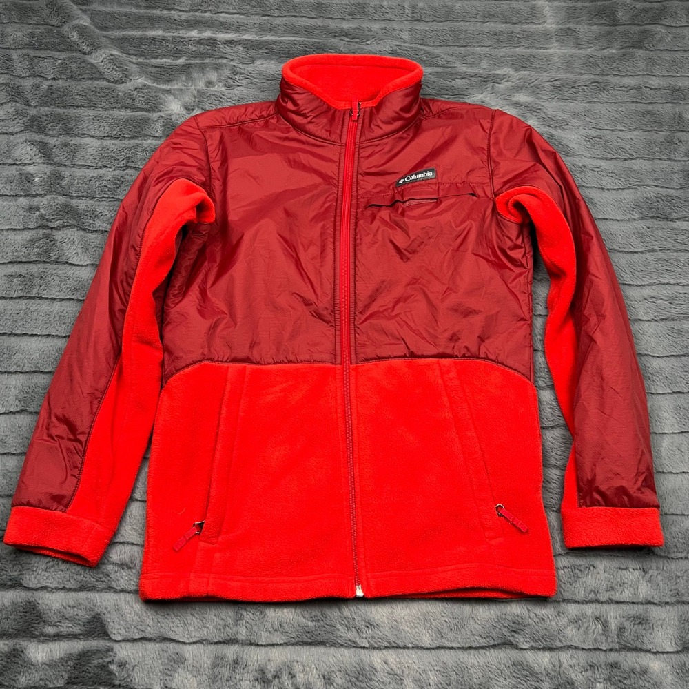Columbia Boys Red Benton Springs Hybrid Fleece Nylon Jacket L 14/16 WB6762